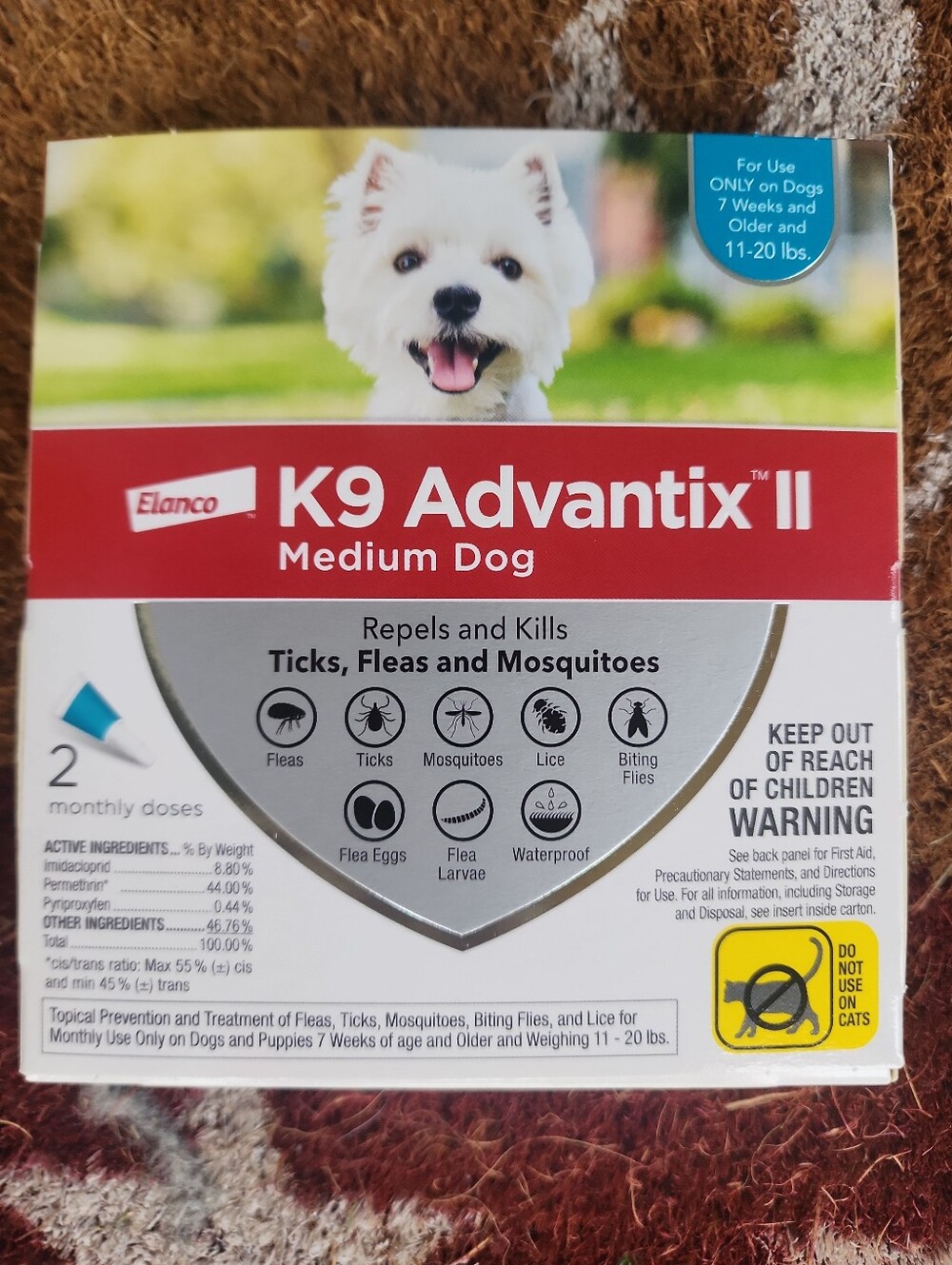 NEW! Elanco K9 Advantix II Medium 11-20 lb Dog Flea & Tick & Mosquito Treatment
